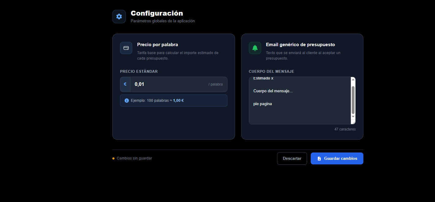 Pantalla de configuración del sistema de presupuestos automáticos Auto Budget
